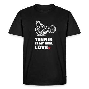J’adore le tennis - T-shirt Premium bio Homme - noir - Devant - Nico (187cm)