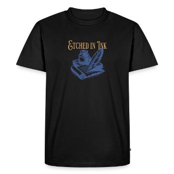 Dark Academia gravé à l’encre - T-shirt Premium bio Homme - noir - Devant - Nico (187cm)