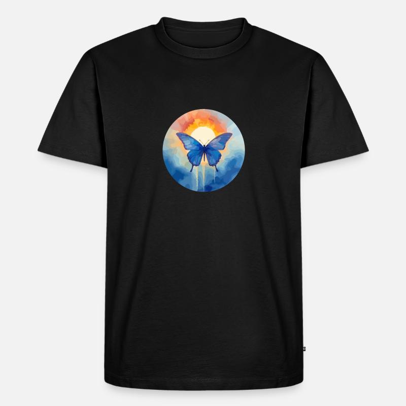Blauer Morpho-Schmetterling - Männer Premium Bio T-Shirt - Schwarz