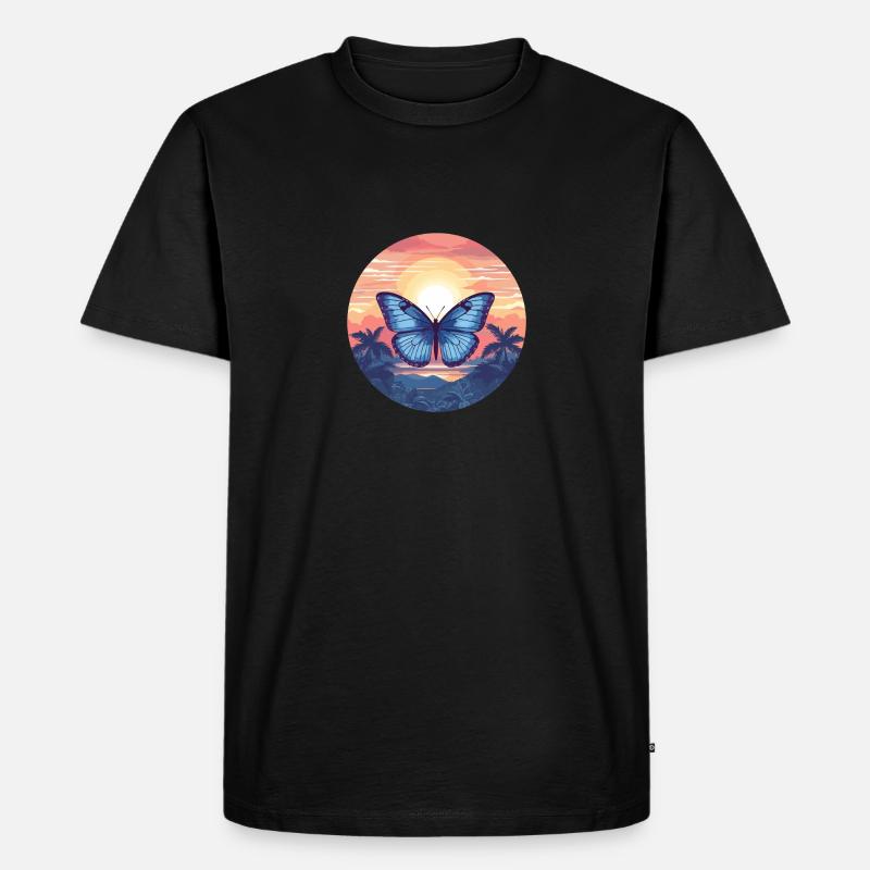 Blauer Morpho-Schmetterling - Männer Premium Bio T-Shirt - Schwarz