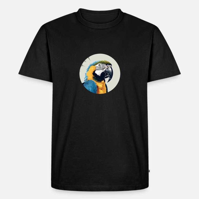 Blau-Gold Ara - Männer Premium Bio T-Shirt - Schwarz