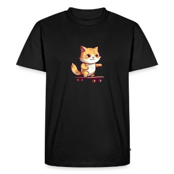 Skateboarder Cat Girl Skater - T-shirt Premium bio Homme - noir - Devant - Nico (187cm)