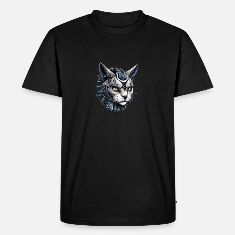 Katze Roboter - Männer Premium Bio T-Shirt - Schwarz
