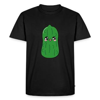 Cornichons acides Kawaii Drôle - T-shirt Premium bio Homme - noir - Devant - Nico (187cm)