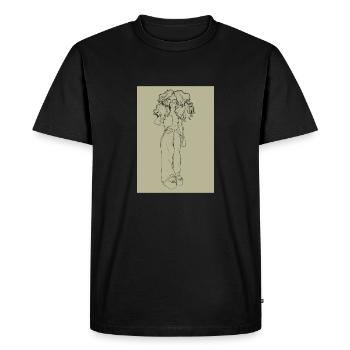 Petite fille noire Vibing - T-shirt Premium bio Homme - noir - Devant - Nico (187cm)