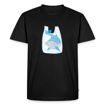 No plastic please - Dolphin - Men's Premium Organic T-Shirt - black - Front - Nico (187cm)