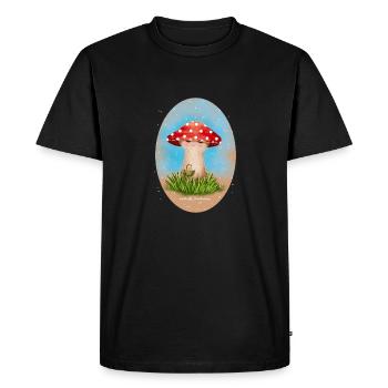 Mushroom va faire du shopping - T-shirt Premium bio Homme - noir - Devant - Nico (187cm)