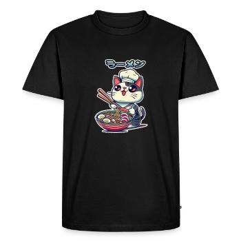 chat ramen fun - T-shirt Premium bio Homme - noir - Devant - Nico (187cm)