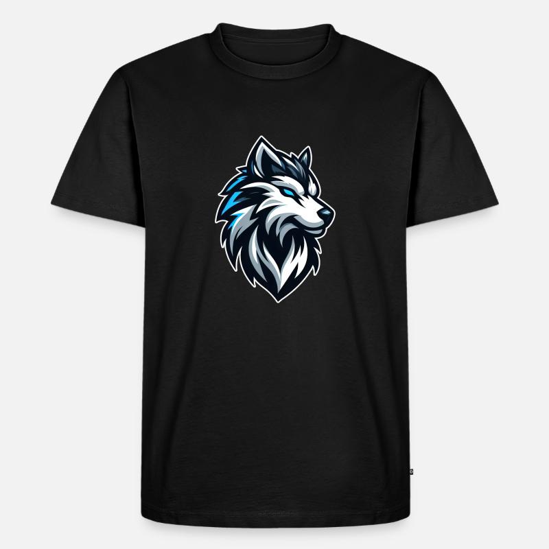 Wolf Illustration Emblem - Männer Premium Bio T-Shirt - Schwarz