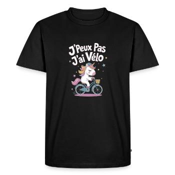 J'peux pas j'ai vélo - T-shirt Premium bio Homme - noir - Devant - Nico (187cm)