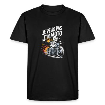 Je peux pas j'ai moto - T-shirt Premium bio Homme - noir - Devant - Nico (187cm)