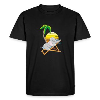 Bébé éléphant endormi sous le palmier - T-shirt Premium bio Homme - noir - Devant - Nico (187cm)