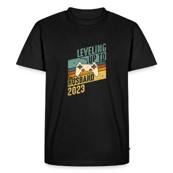 Level up Husband 2023 Wedding Engagement Marriage Gamer - Men's Premium Organic T-Shirt - black - Front - Nico (187cm)