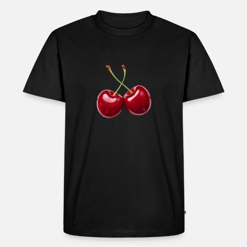 Kirsche - Männer Premium Bio T-Shirt - Schwarz