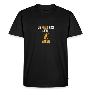 je peux pas j'ai salsa - T-shirt Premium bio Homme - noir - Devant - Nico (187cm)