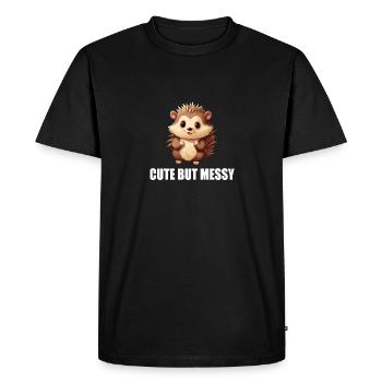 Hedgehog Cute But Messy - Men's Premium Organic T-Shirt - black - Front - Nico (187cm)