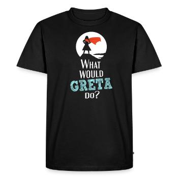 Que ferait Greta? - Édition White Superhero - T-shirt Premium bio Homme - noir - Devant - Nico (187cm)