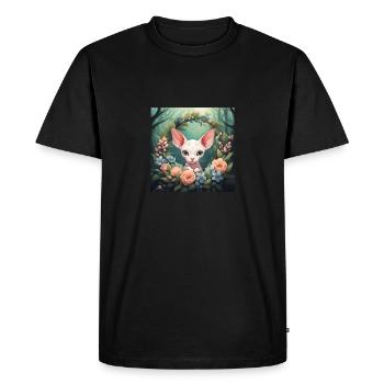 Cute Kawaii Baby Sphinx Cat Floral - Men's Premium Organic T-Shirt - black - Front - Nico (187cm)