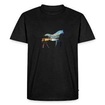 Cavalier Cheval - T-shirt Premium bio Homme - noir - Devant - Nico (187cm)