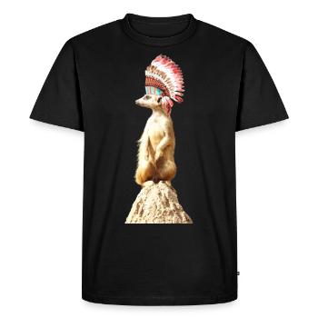 Suricates avec ornements de plumes - T-shirt Premium bio Homme - noir - Devant - Nico (187cm)