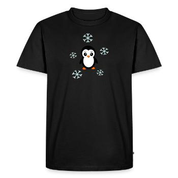 Penguin in the snow Snowflake Christmas - Men's Premium Organic T-Shirt - black - Front - Nico (187cm)