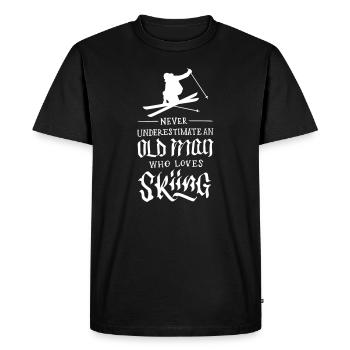 Old Man Skiing - Men's Premium Organic T-Shirt - black - Front - Nico (187cm)