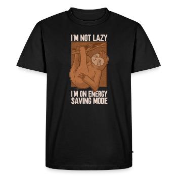 Sloth - energy saving mode not lazy - Men's Premium Organic T-Shirt - black - Front - Nico (187cm)