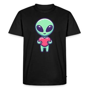Extraterrestrial Love - In Love, Friendship and - Men's Premium Organic T-Shirt - black - Front - Nico (187cm)