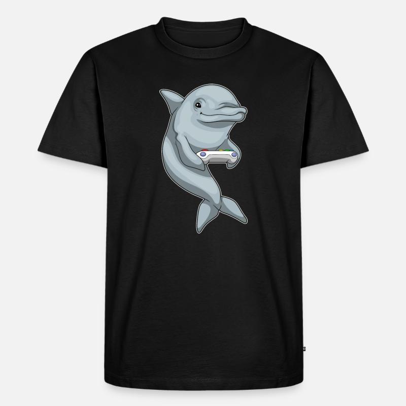 Delfin Gamer Controller - Männer Premium Bio T-Shirt - Schwarz