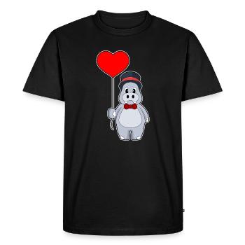 Hippopotame marié ballon mariage - T-shirt Premium bio Homme - noir - Devant - Nico (187cm)