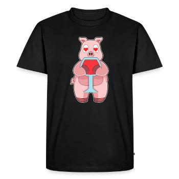 Pork Red Wine - Men's Premium Organic T-Shirt - black - Front - Nico (187cm)