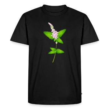 Menthe avec des fleurs – motif de la nature pour les amateurs d’herbes - T-shirt Premium bio Homme - noir - Devant - Nico (187cm)