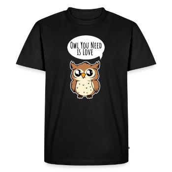 Le hibou dont vous avez besoin, c’est l’AMOUR ! Dit la chouette mignonne - T-shirt Premium bio Homme - noir - Devant - Nico (187cm)