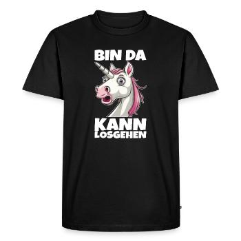 Licorne Je suis là, tu peux y aller - T-shirt Premium bio Homme - noir - Devant - Nico (187cm)