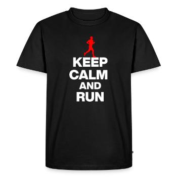 RESTE CALME ET COURS ! POUR LES JOGGEURS ET LES MARATHONIENS w - T-shirt Premium bio Homme - noir - Devant - Nico (187cm)