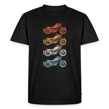 Moto Retro Chopper Biker Motocycliste - T-shirt Premium bio Homme - noir - Devant - Nico (187cm)