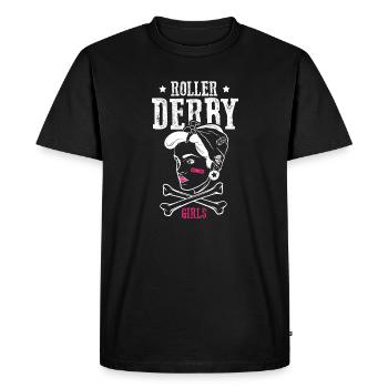 Roller Derby Skater Girl Rollerblading Inline - Men's Premium Organic T-Shirt - black - Front - Nico (187cm)