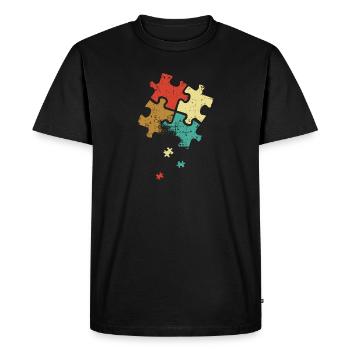 Autisme Retro Color Puzzle - T-shirt Premium bio Homme - noir - Devant - Nico (187cm)