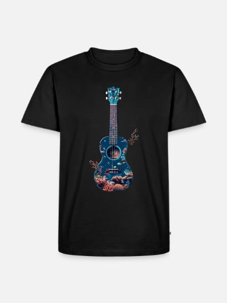 Fisch Ukulele - Männer Premium Bio T-Shirt - Schwarz