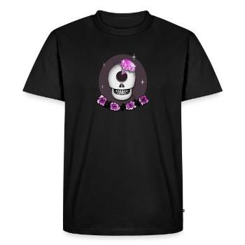 Crâne avec Rose, Diamant en T-shirt Rose & Plus - T-shirt Premium bio Homme - noir - Devant - Nico (187cm)