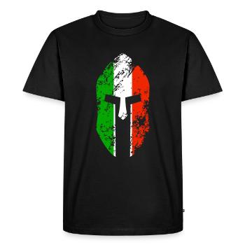 Casque spartiate drapeau de l’Italie - T-shirt Premium bio Homme - noir - Devant - Nico (187cm)