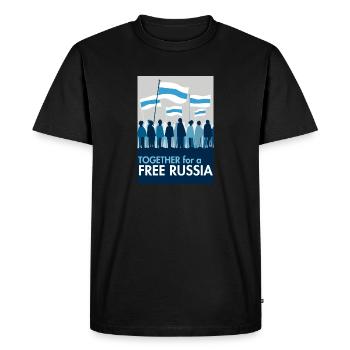 Together for free Russia - Men's Premium Organic T-Shirt - black - Front - Nico (187cm)