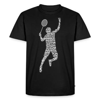 Joueur de badminton Badminton Typographie Badminton - T-shirt Premium bio Homme - noir - Devant - Nico (187cm)
