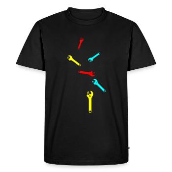 Wrench Icon - Men's Premium Organic T-Shirt - black - Front - Nico (187cm)