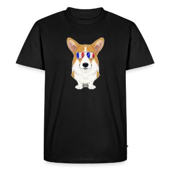 Welsh Corgi France Lunettes de soleil I Français Drapeau - T-shirt Premium bio Homme - noir - Devant - Nico (187cm)
