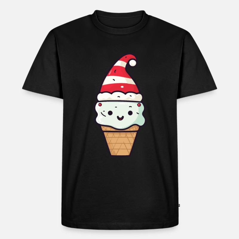 Eiskreme Weihnachten Comic - Männer Premium Bio T-Shirt - Schwarz