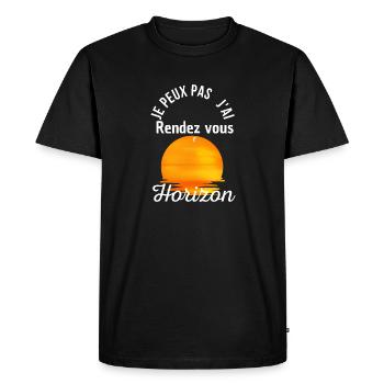 je peux pas j'ai rendez-vous à l'horizon - T-shirt Premium bio Homme - noir - Devant - Nico (187cm)