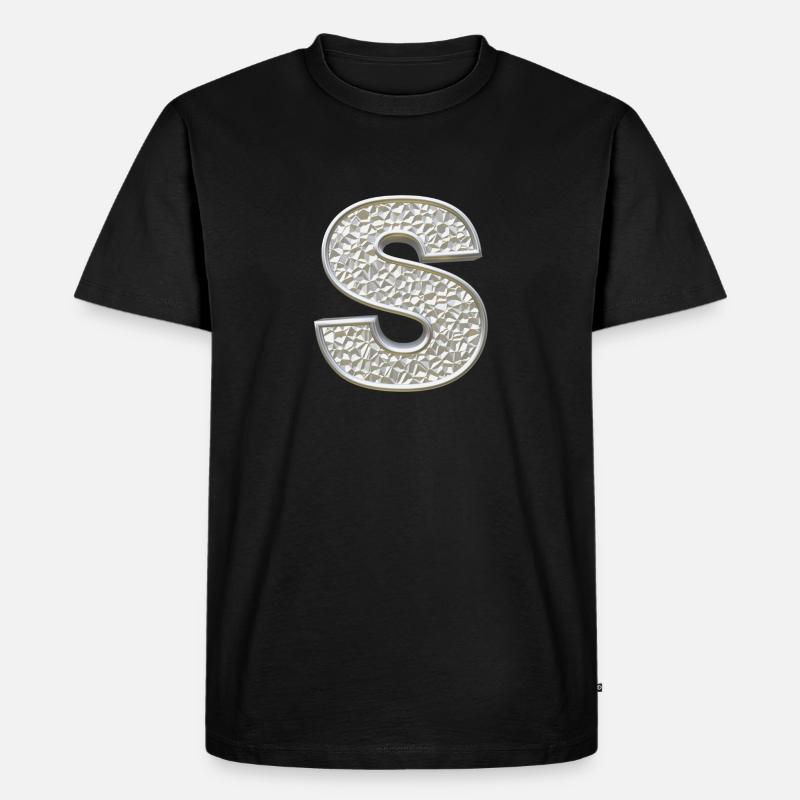 S, letter, initial, monogram, - Männer Premium Bio T-Shirt - Schwarz