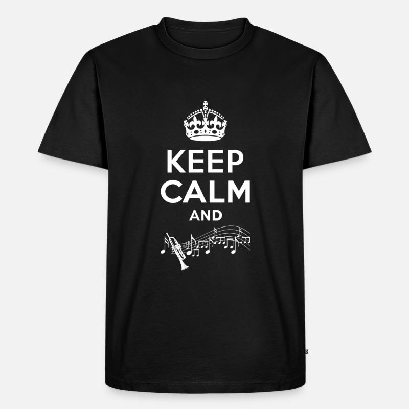 Keep Calm - Trompete - Männer Premium Bio T-Shirt - Schwarz