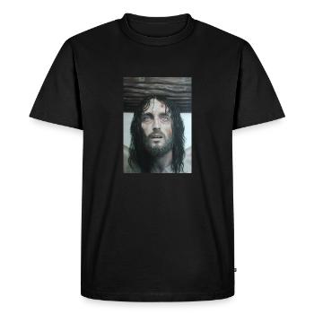 Jésus de Nazareth - T-shirt Premium bio Homme - noir - Devant - Nico (187cm)